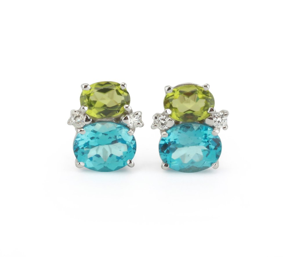 Large GUM DROP™ Earrings with Cabochon Chalcedony and Diamonds