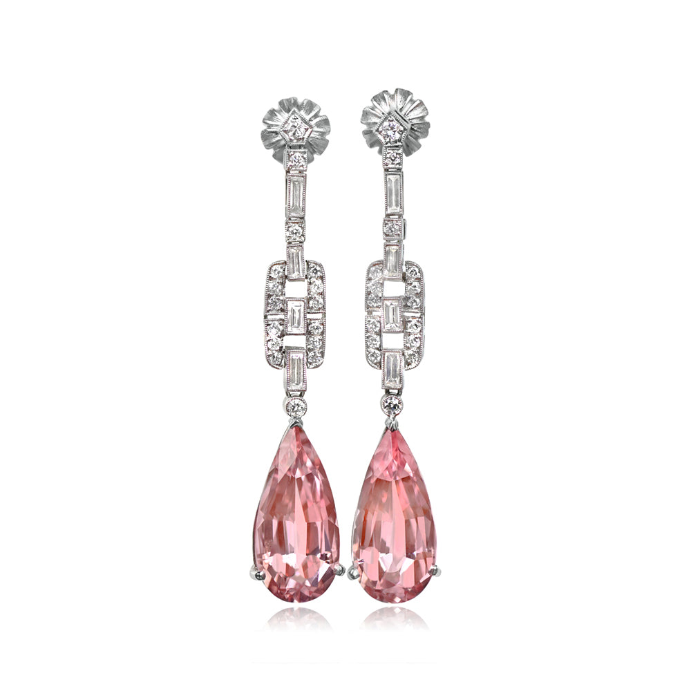 Beautiful Platinum and Diamond Cluster drop earrings with Euro Back