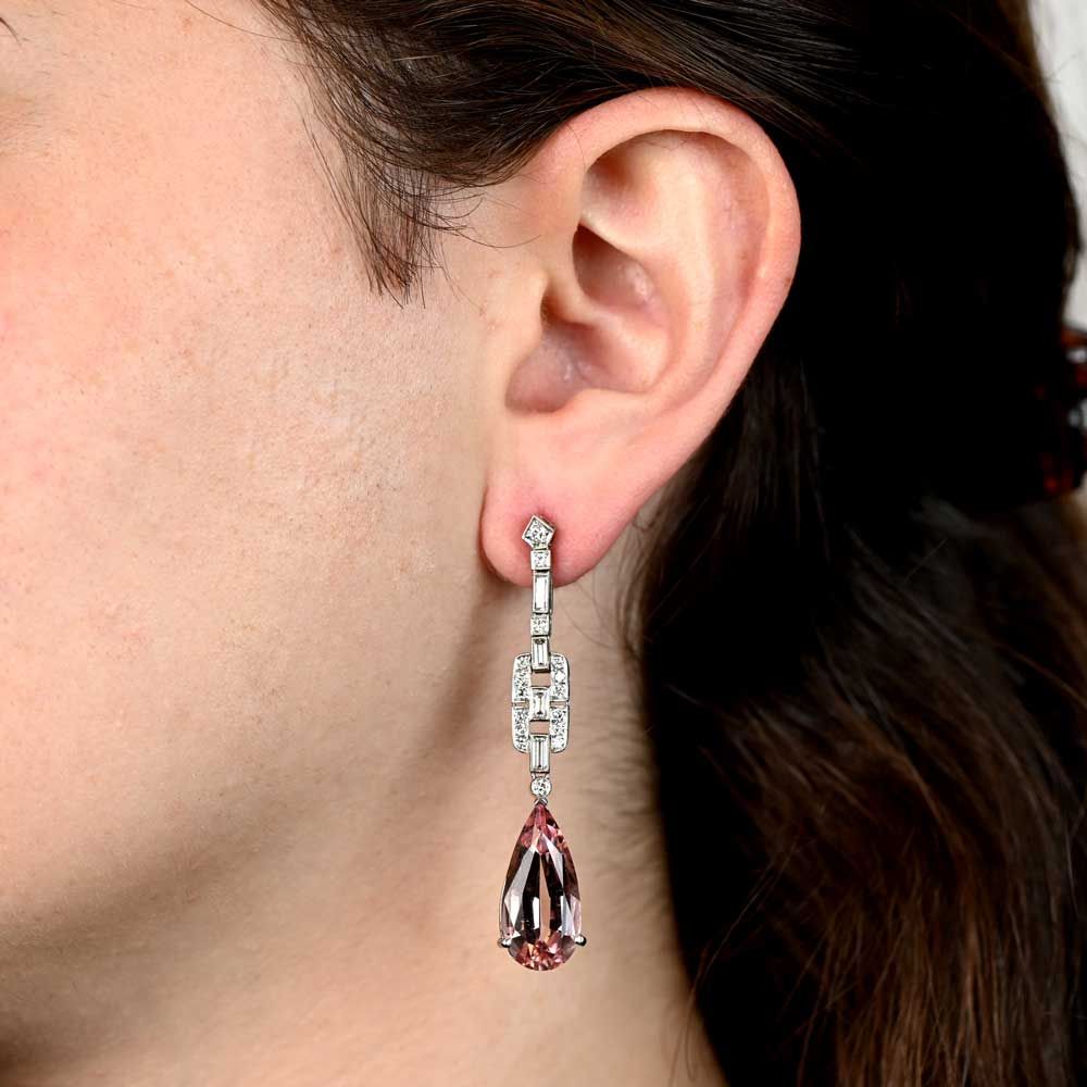 Beautiful Platinum and Diamond Cluster drop earrings with Euro Back