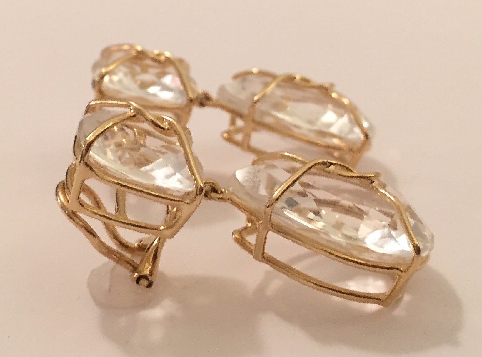 Beautiful Platinum and Diamond Cluster drop earrings with Euro Back