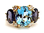 Large GUM DROP™ Earrings with Blue and Pink Topaz and Diamonds