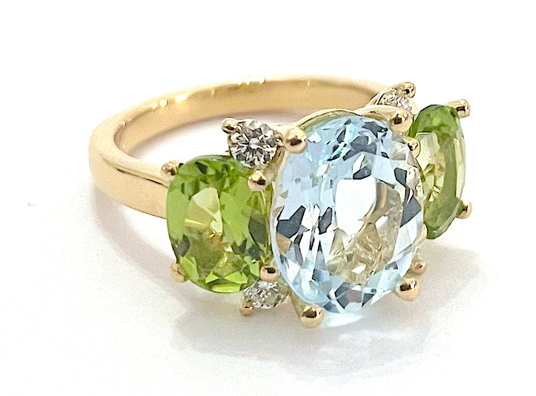 Small GUM DROP™ Ring with Bright Pink Topaz and Blue Topaz and Diamonds