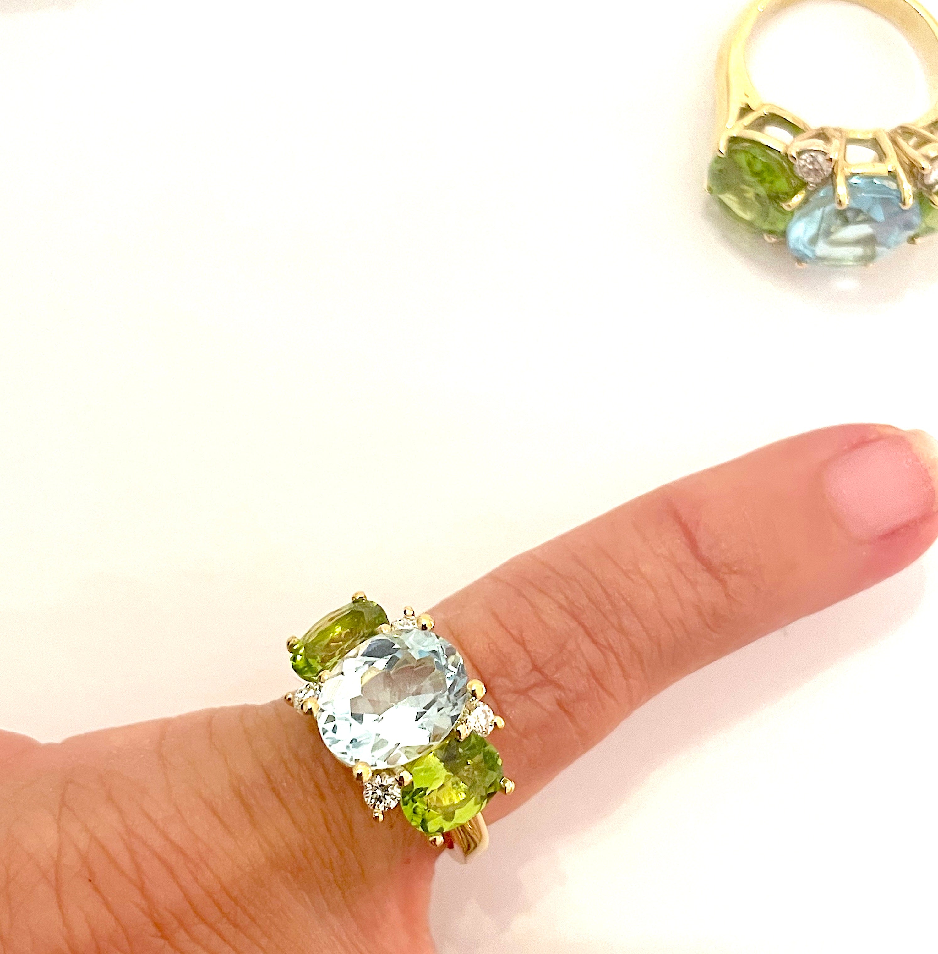 Small GUM DROP™ Ring with Bright Pink Topaz and Blue Topaz and Diamonds