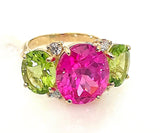 Large GUM DROP™ Ring with PERIDOT and Diamonds