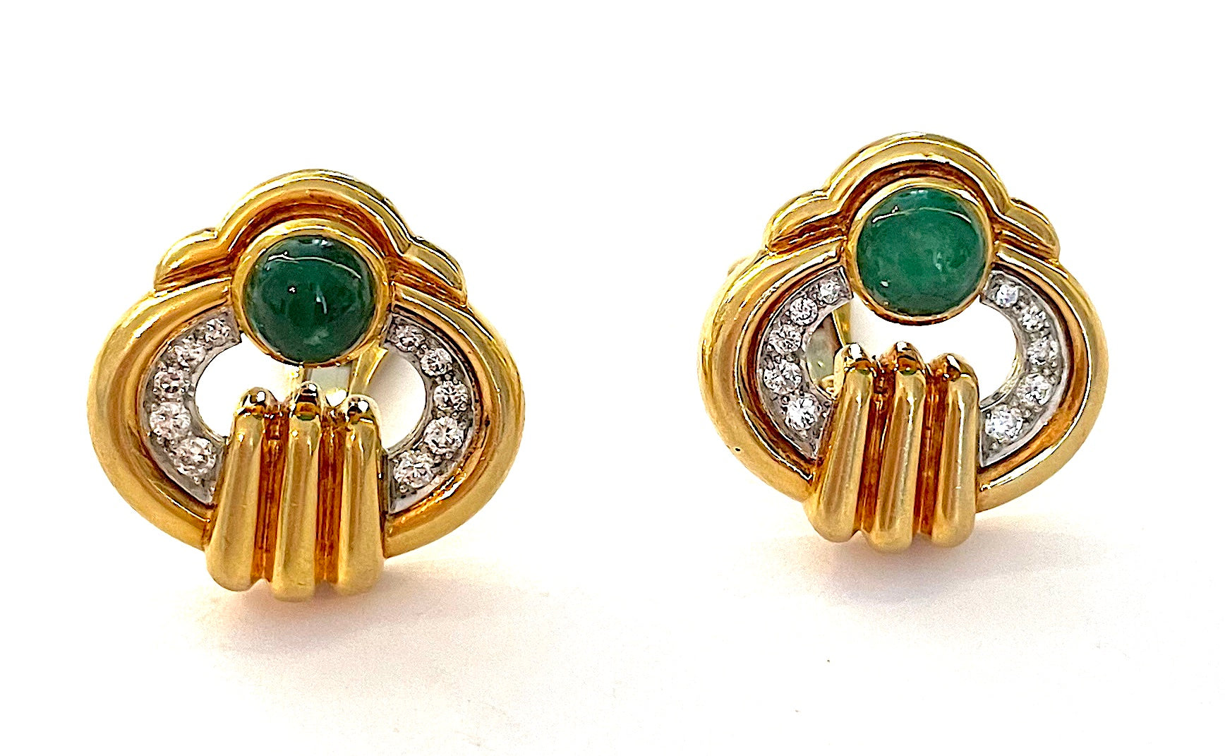 Elegant Gold Emerald and Diamond Earring by David Webb