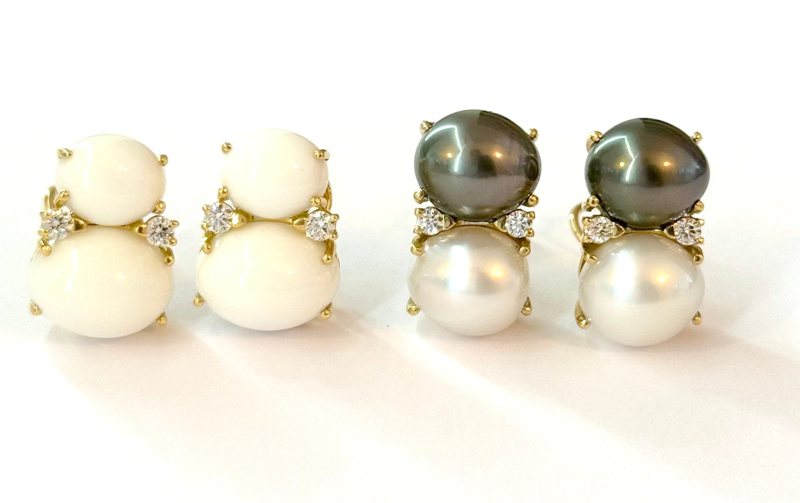 Large GUM DROP™ Earrings with South Sea Pearls and Diamonds