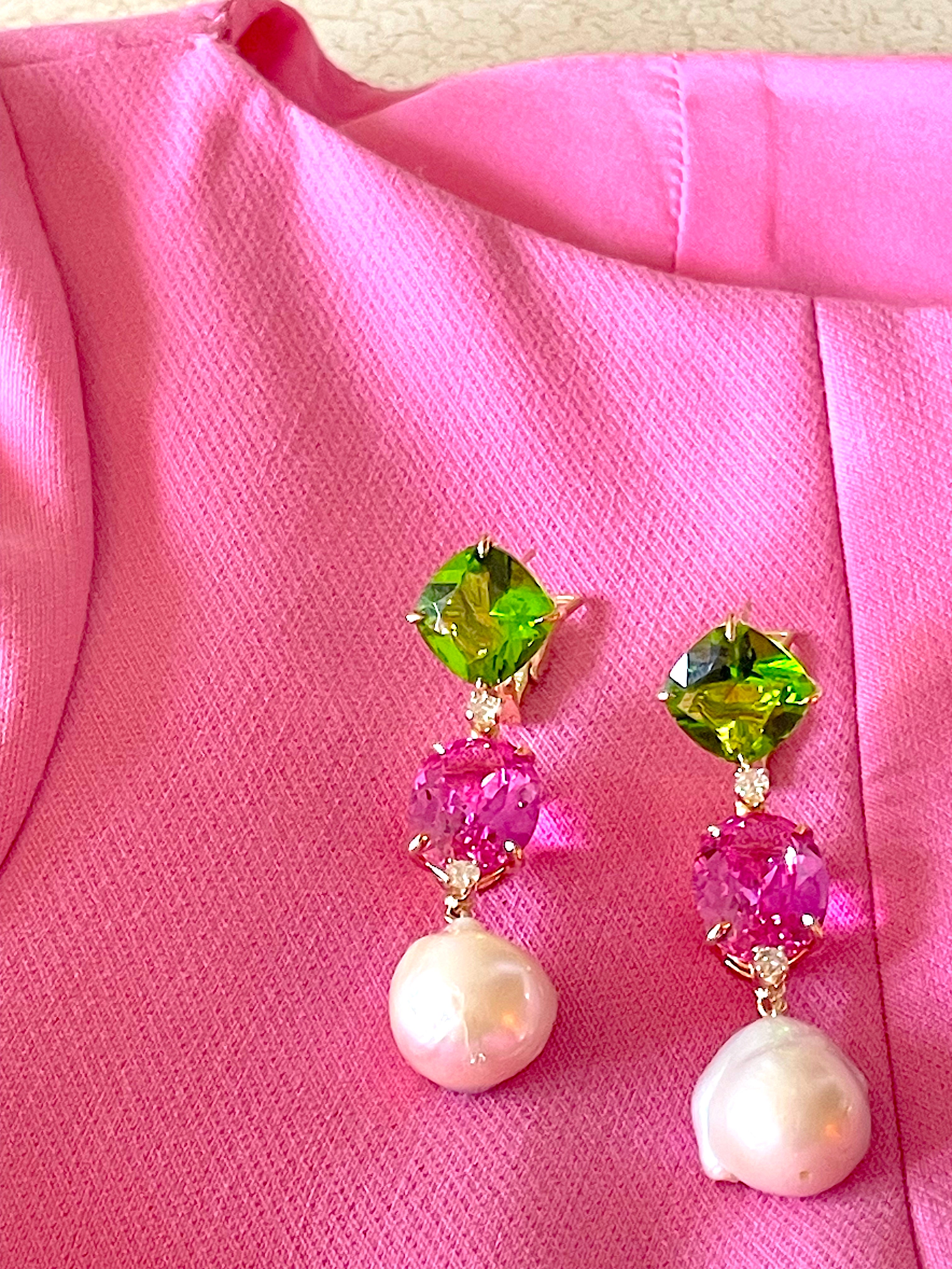 Elegant Drop Earring with Turquoise Sapphire and Blue Topaz A. Clunn