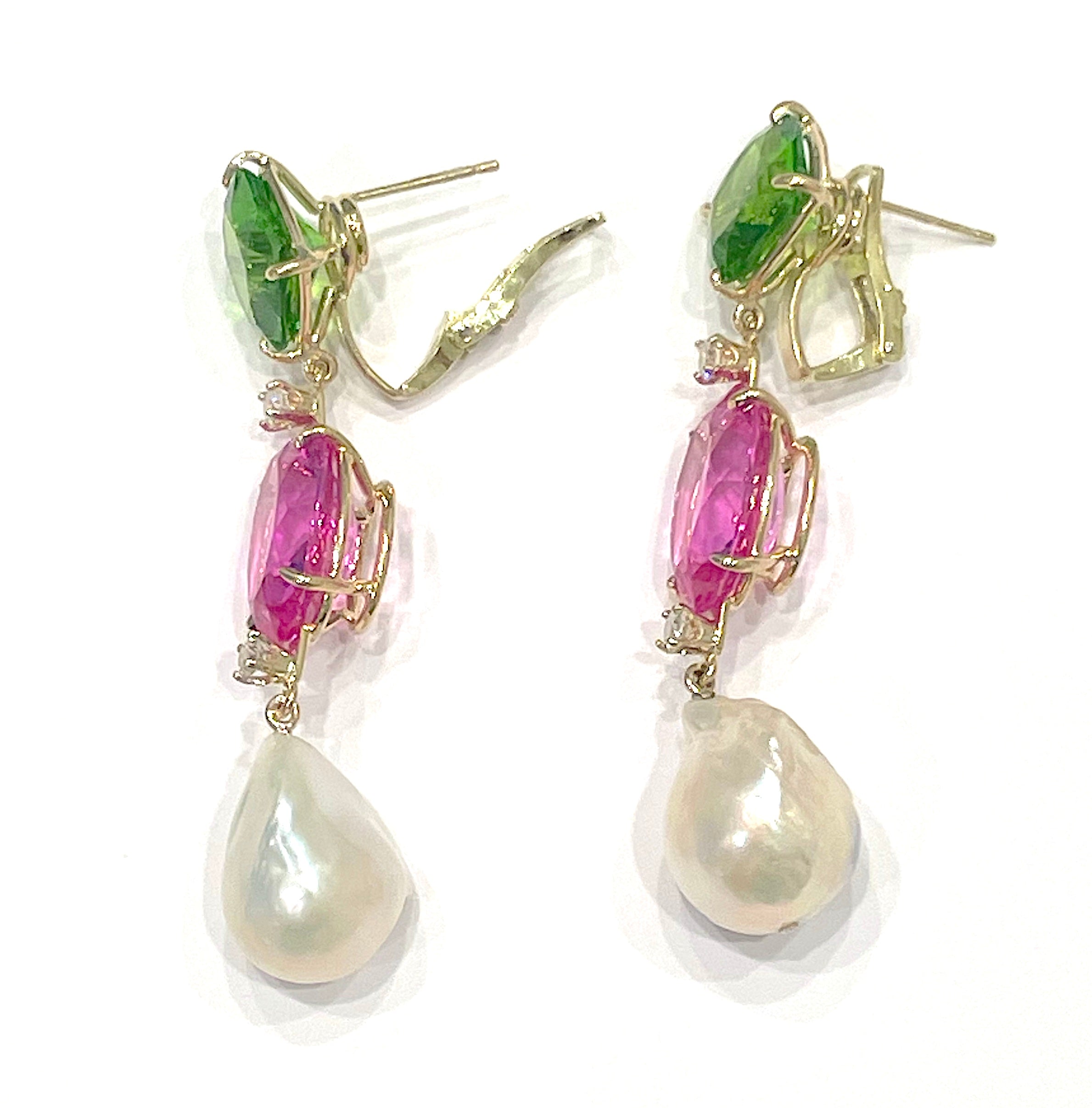 Elegant Drop Earring with Turquoise Sapphire and Blue Topaz A. Clunn