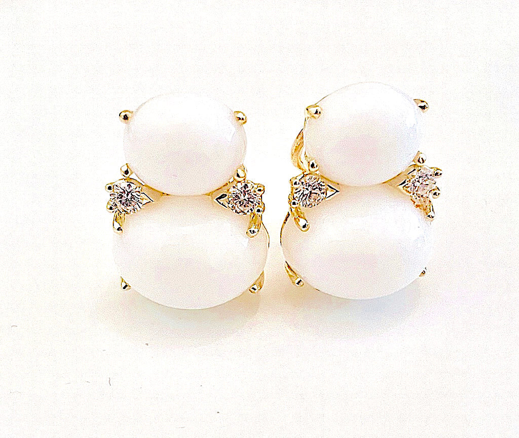Medium GUM DROP™ Earrings with Iolite and Cabochon Chalcedony and Diamonds