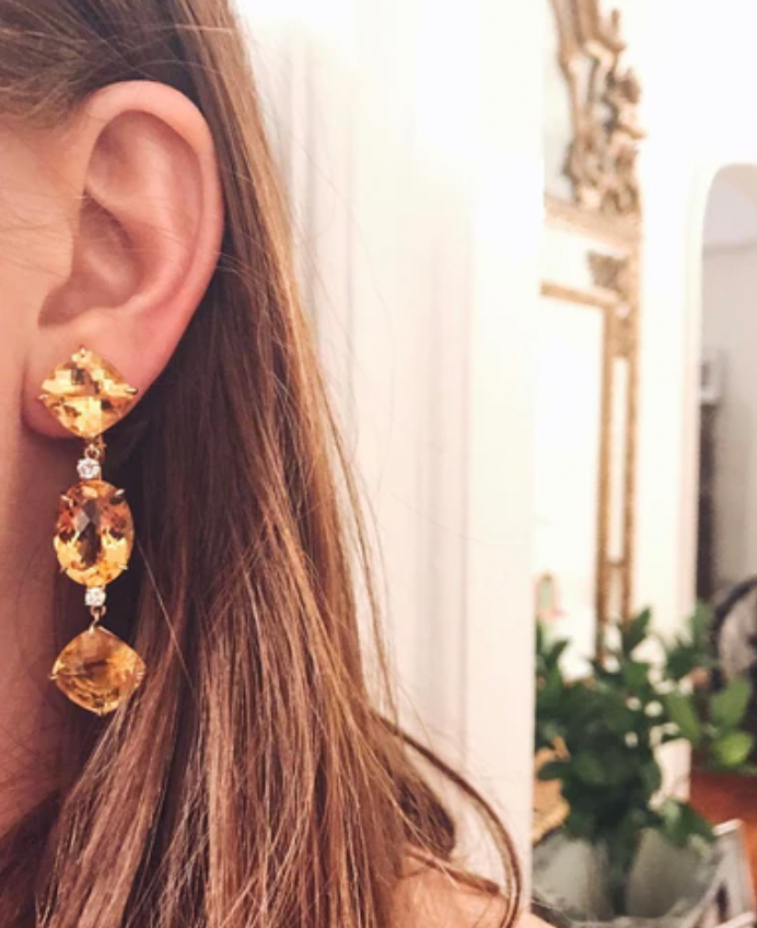 Elegant Drop Earring with Turquoise Sapphire and Blue Topaz A. Clunn