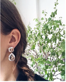 Elegant Three-Stone Drop Earring with Oval Citrine and Baroque Pearl