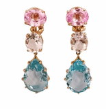 Elegant Three-Stone Drop Earring with Oval Citrine and Baroque Pearl