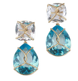 Elegant Three-Stone Drop Earring with Oval Citrine and Baroque Pearl