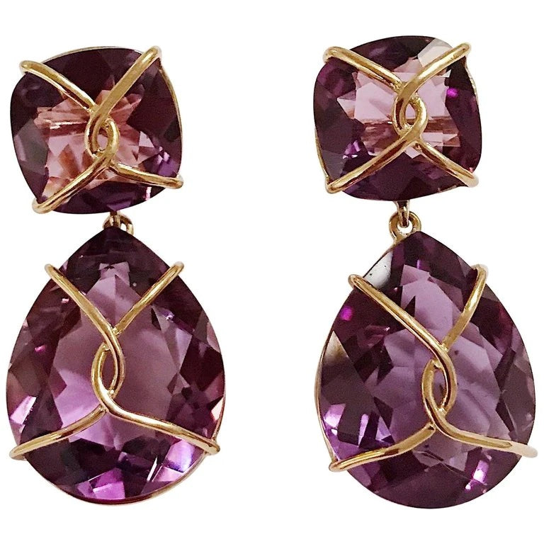 Elegant Drop Earring with Turquoise Sapphire and Blue Topaz A. Clunn