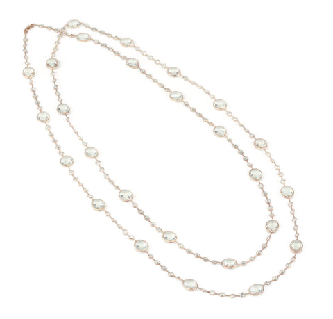 14kt Yellow Gold Chain Necklace with Multi-Shape, Faceted White Sapphires