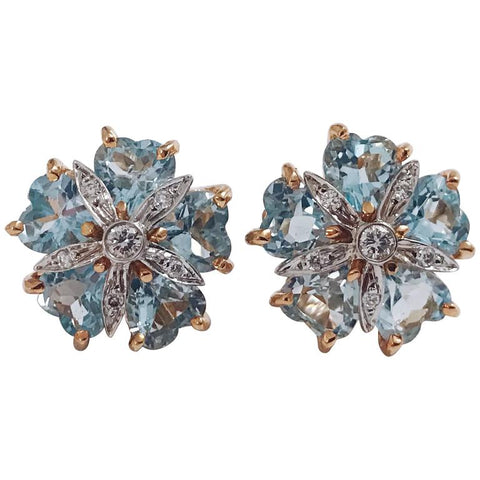 Blue Topaz Diamond Mini Sand Dollar Earrings