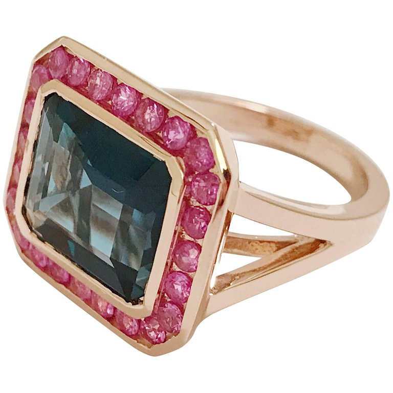 Blue Topaz Emerald Cut Ring