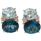 Medium GUM DROP™ Earrings with Two-Toned Blue Topaz and Diamonds