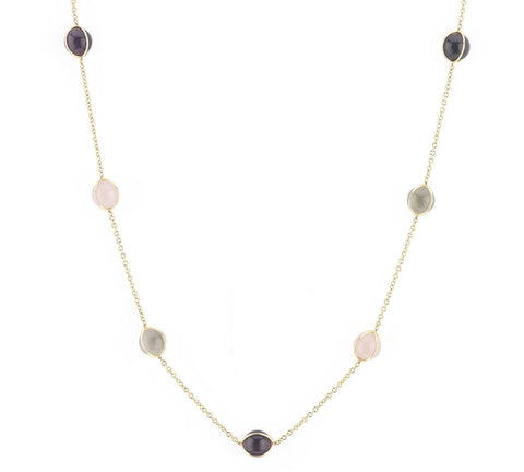 Amethyst Rose Quartz and Rock Crystal Necklace