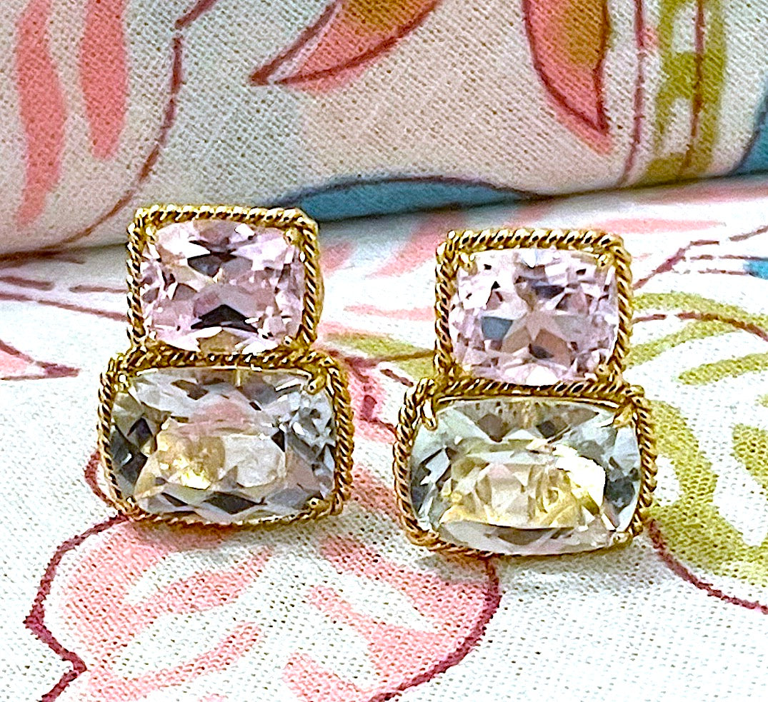 Medium 18kt White Gold GUM DROP™ Ring with Morganite and Amethyst