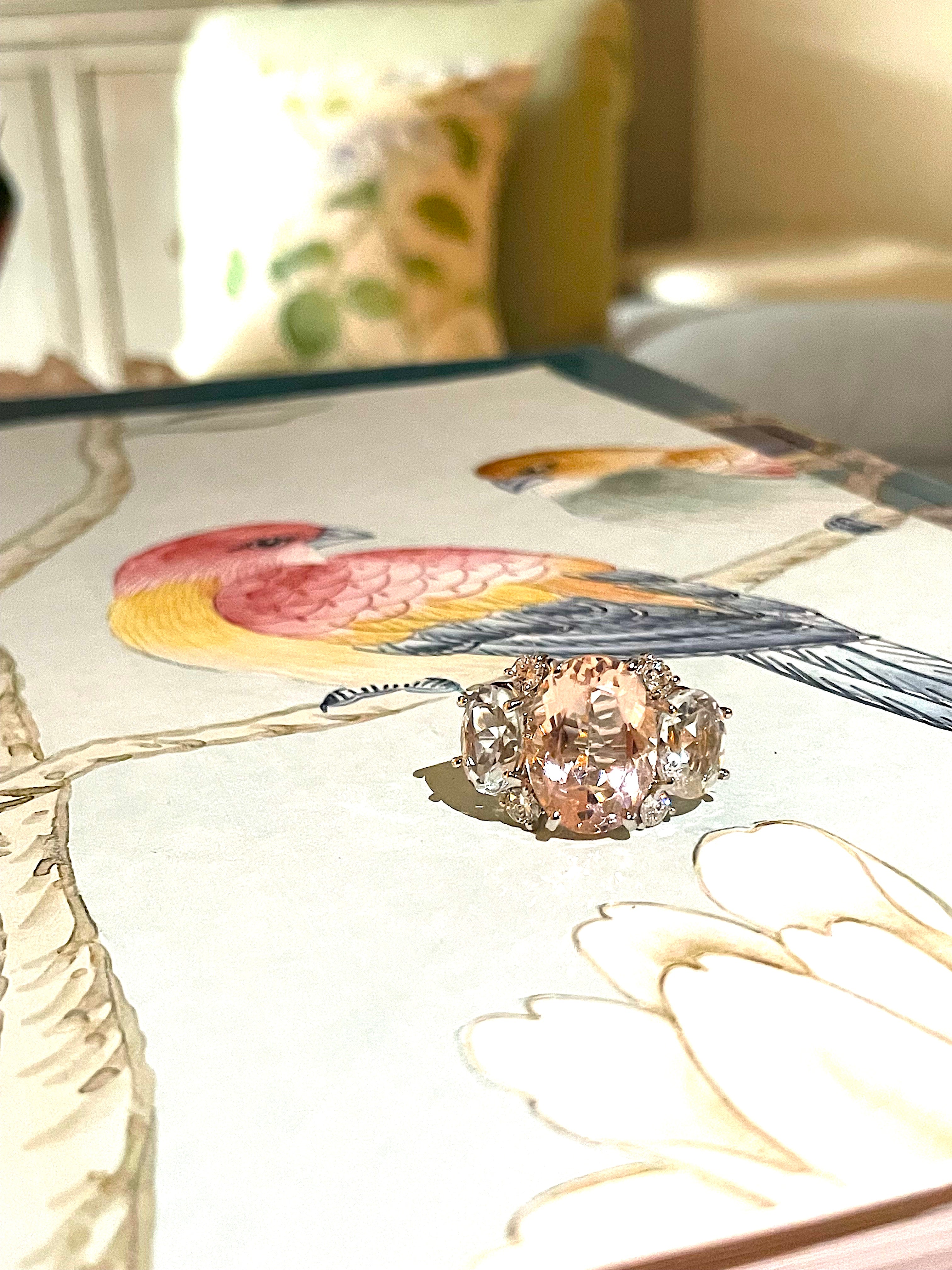 Medium 18kt White Gold GUM DROP™ Ring with Morganite and Amethyst