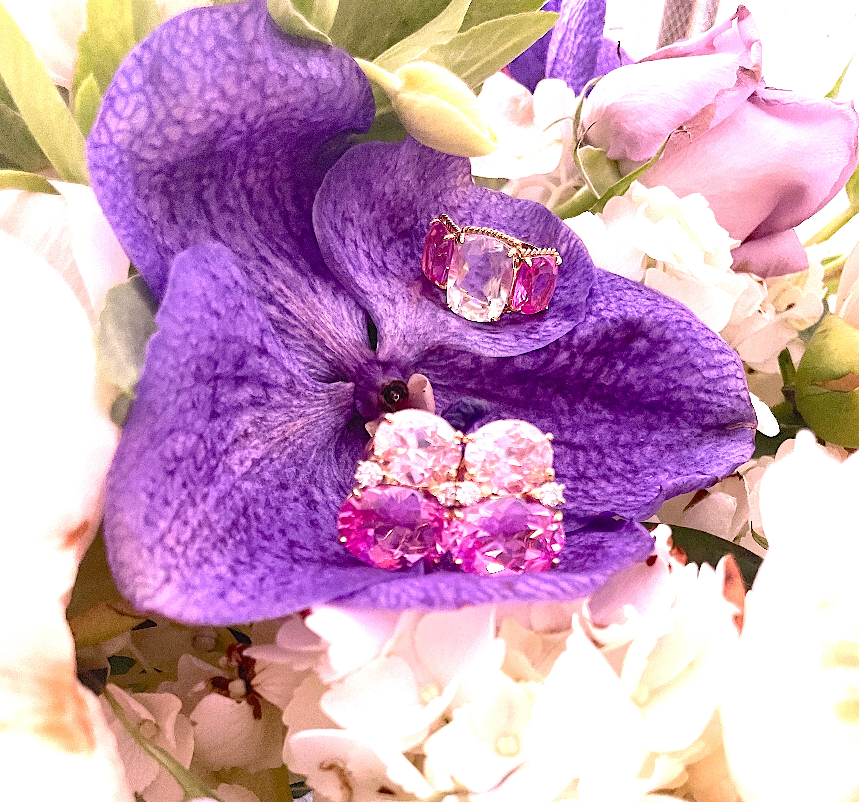 Medium 18kt White Gold GUM DROP™ Ring with Morganite and Amethyst