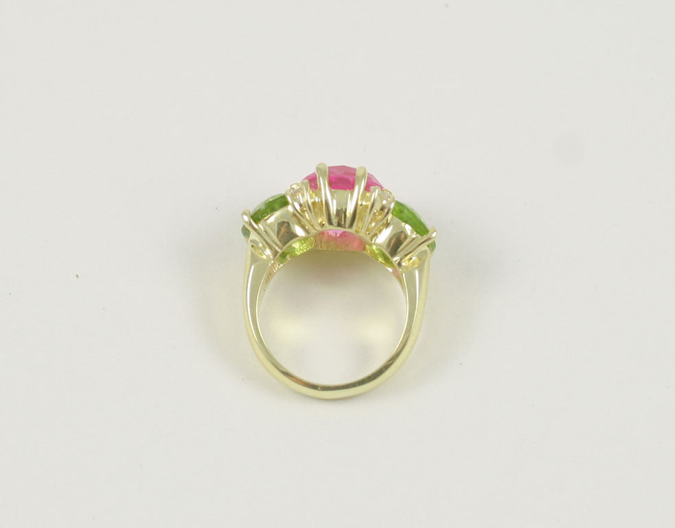 Medium GUM DROP™ Ring with Pink Topaz and Peridot and Diamonds