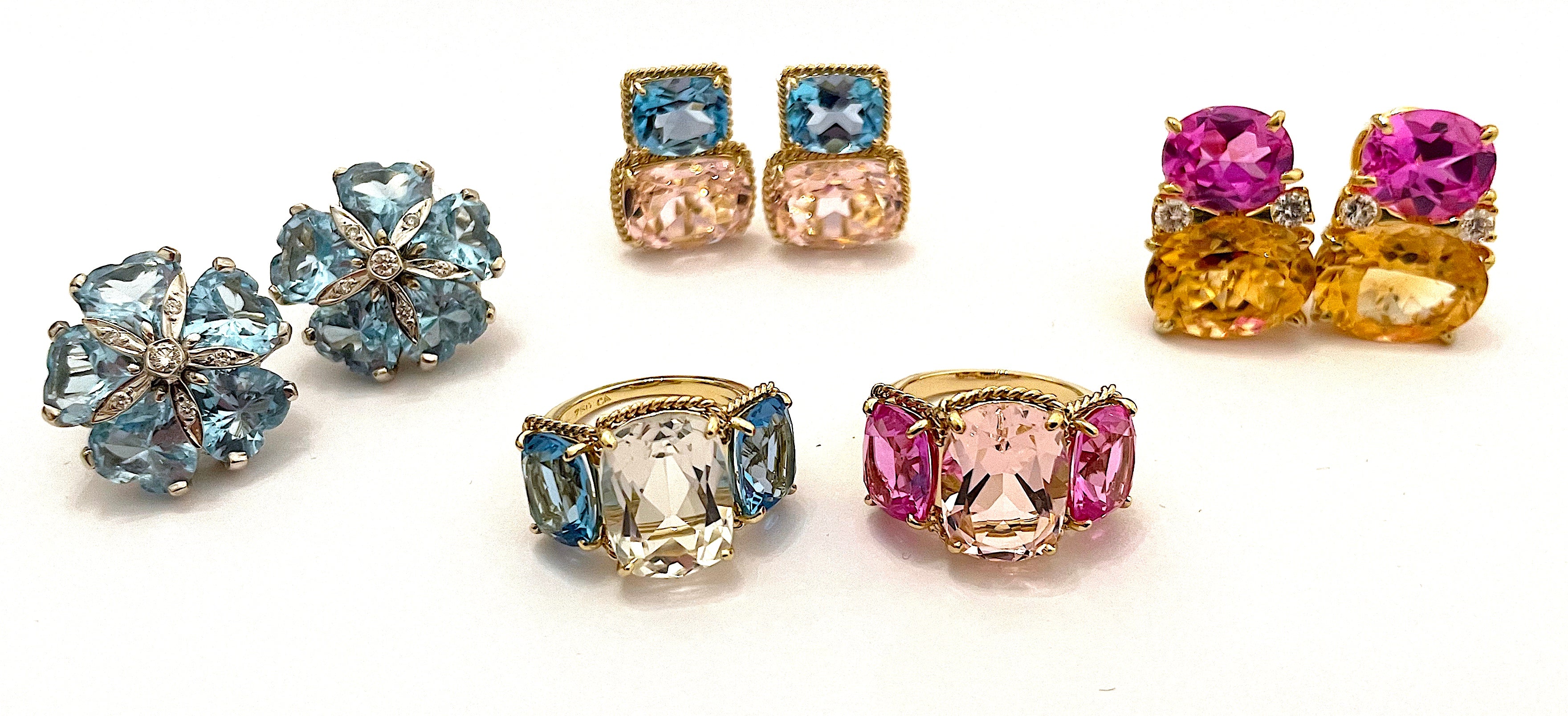 18kt Yellow Gold Large Sand Dollar Earring with Amethyst and Diamonds