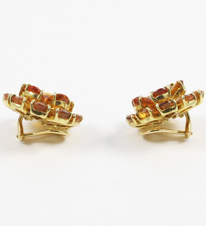 Citrine Double Tier Flower Earrings with Diamond