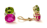 Medium Gum Drop Earrings with Peridot and Pink Topaz and Diamonds