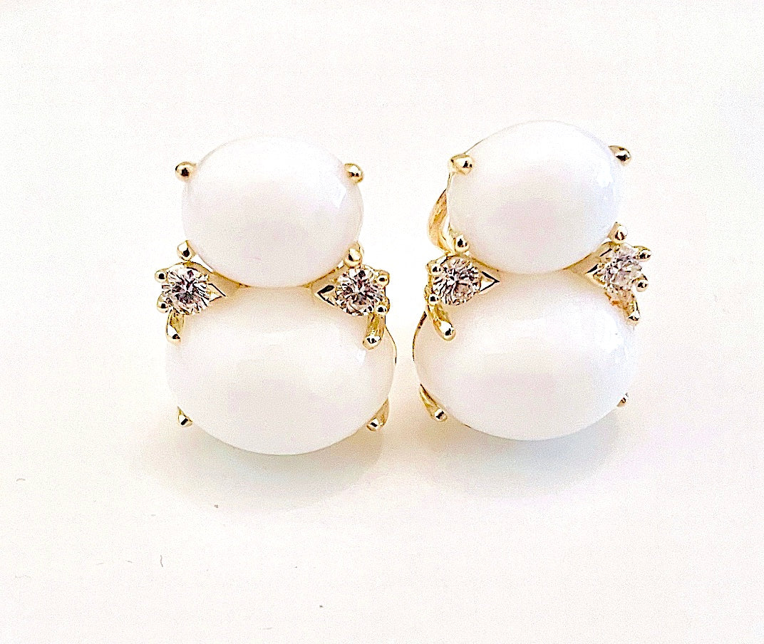 Large GUM DROP™ Earrings with Blue Topaz and Cabochon Turquoise and Diamonds