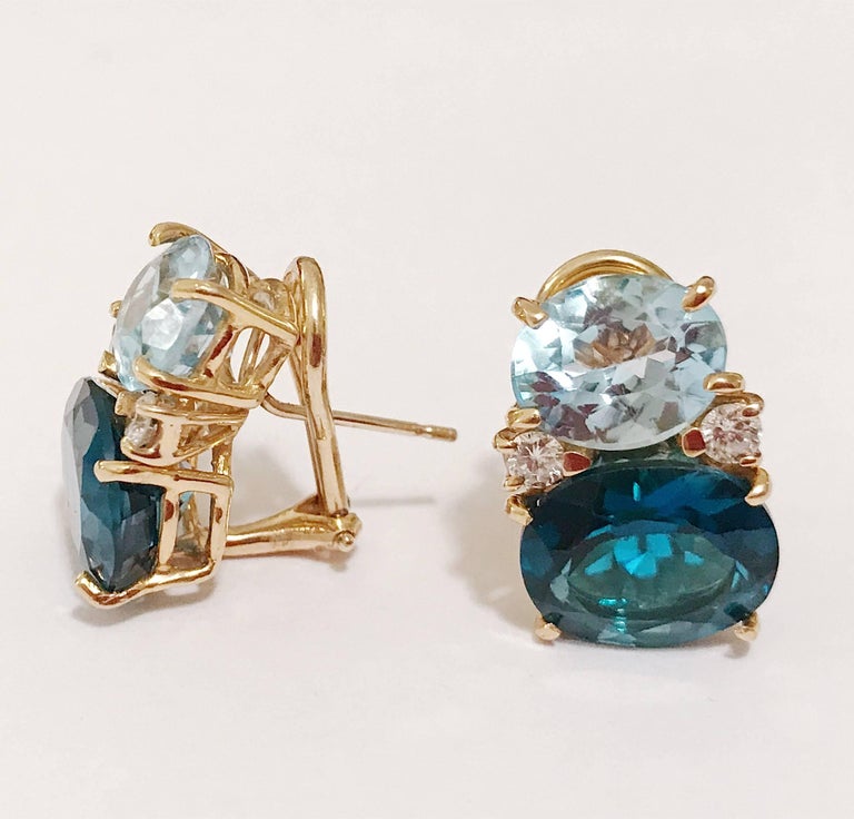 Medium GUM DROP™ Earrings with Peridot and Iolite and Diamonds