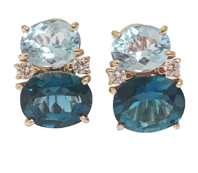 Medium GUM DROP™ Earrings with Peridot and Iolite and Diamonds