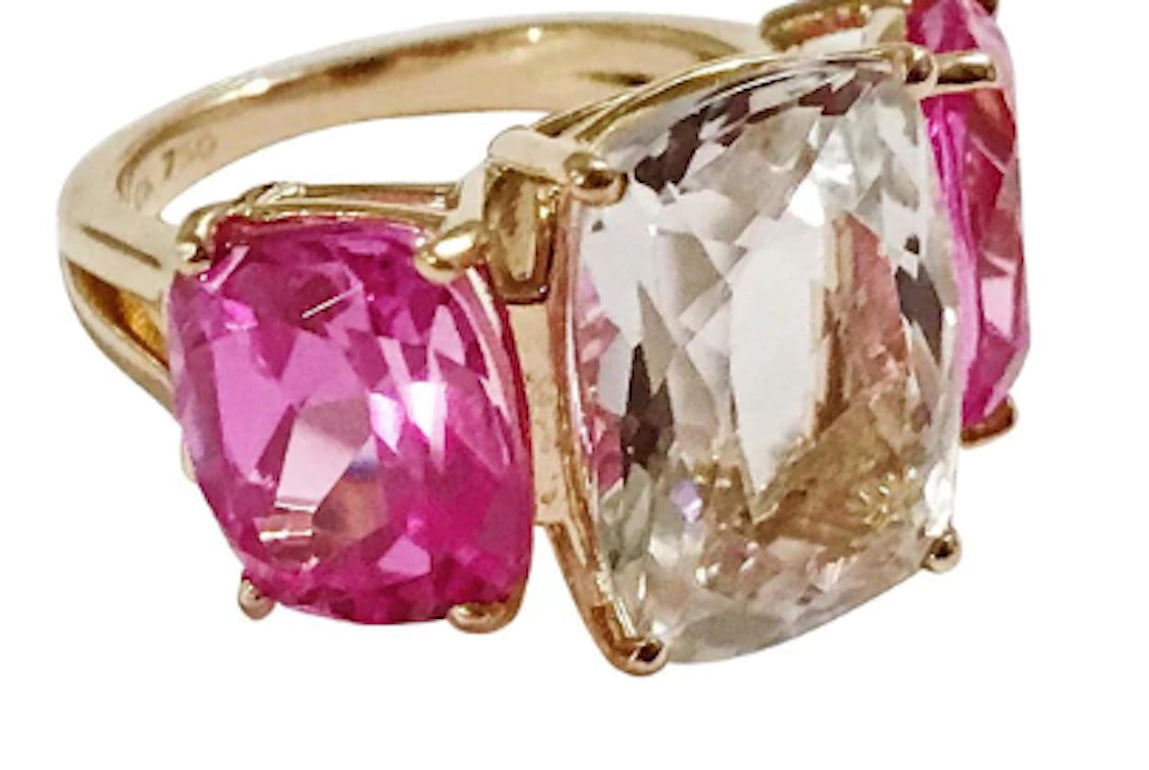 Medium 18kt White Gold GUM DROP™ Ring with Morganite and Amethyst