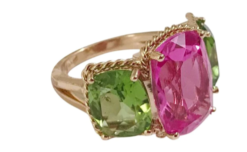 Medium 18kt White Gold GUM DROP™ Ring with Morganite and Rock Crystal