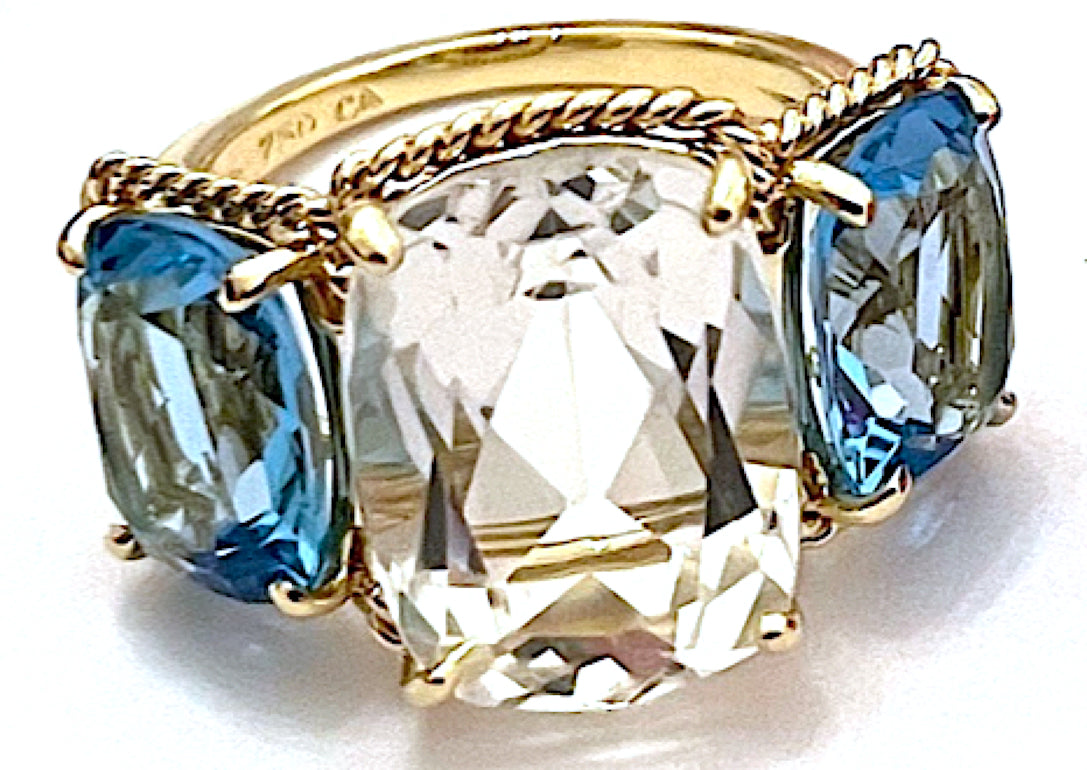 Medium 18kt White Gold GUM DROP™ Ring with Morganite and Amethyst