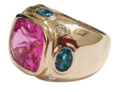 Medium 18kt White Gold GUM DROP™ Ring with Morganite and Amethyst