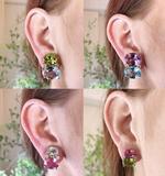 Grande GUM DROP™ Earrings with Cabochon White Jade and Garnet and Diamonds