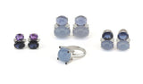 Medium GUM DROP™ Earrings with Iolite and Cabochon Chalcedony and Diamonds