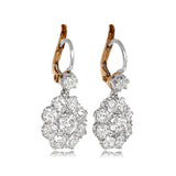 Floral motif diamond drop earring on wire with Euro backs