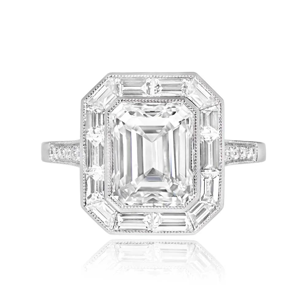 Platinum Cushion Cut Diamond and Sapphire Halo set Ring