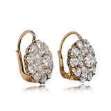 Beautiful Platinum and Diamond Cluster drop earrings with Euro Back