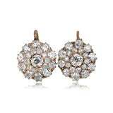 Floral motif diamond drop earring on wire with Euro backs