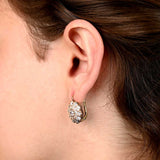 Beautiful Platinum and Diamond Cluster drop earrings with Euro Back