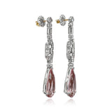 Floral motif diamond drop earring on wire with Euro backs