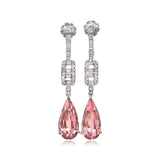 Floral motif diamond drop earring on wire with Euro backs