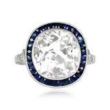 Platinum Deco style Aquamarine Sapphire and Diamond ring