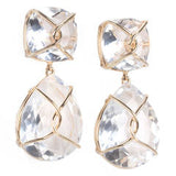 Deco Style Diamond and pear-shaped Morganites Long Earrings