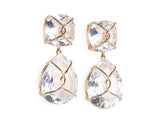 Large GUM DROP™ Earrings with Blue Topaz and Cabochon Smoky Topaz and Diamonds