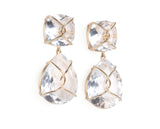 Floral motif diamond drop earring on wire with Euro backs